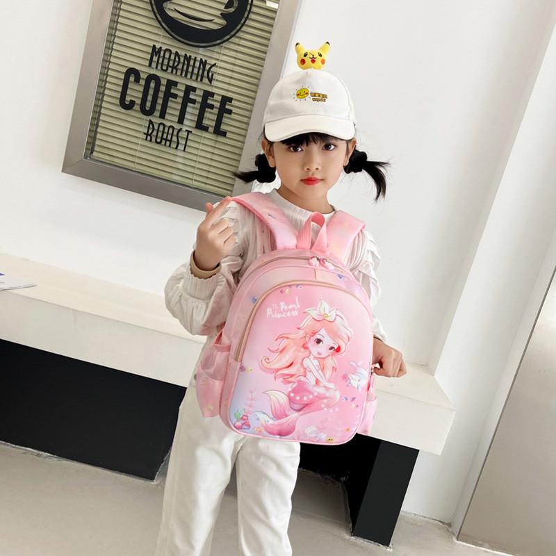 Cute Cartoon Mermaid Backpack For Preschool Girls Stylish Oxford Fabric Design