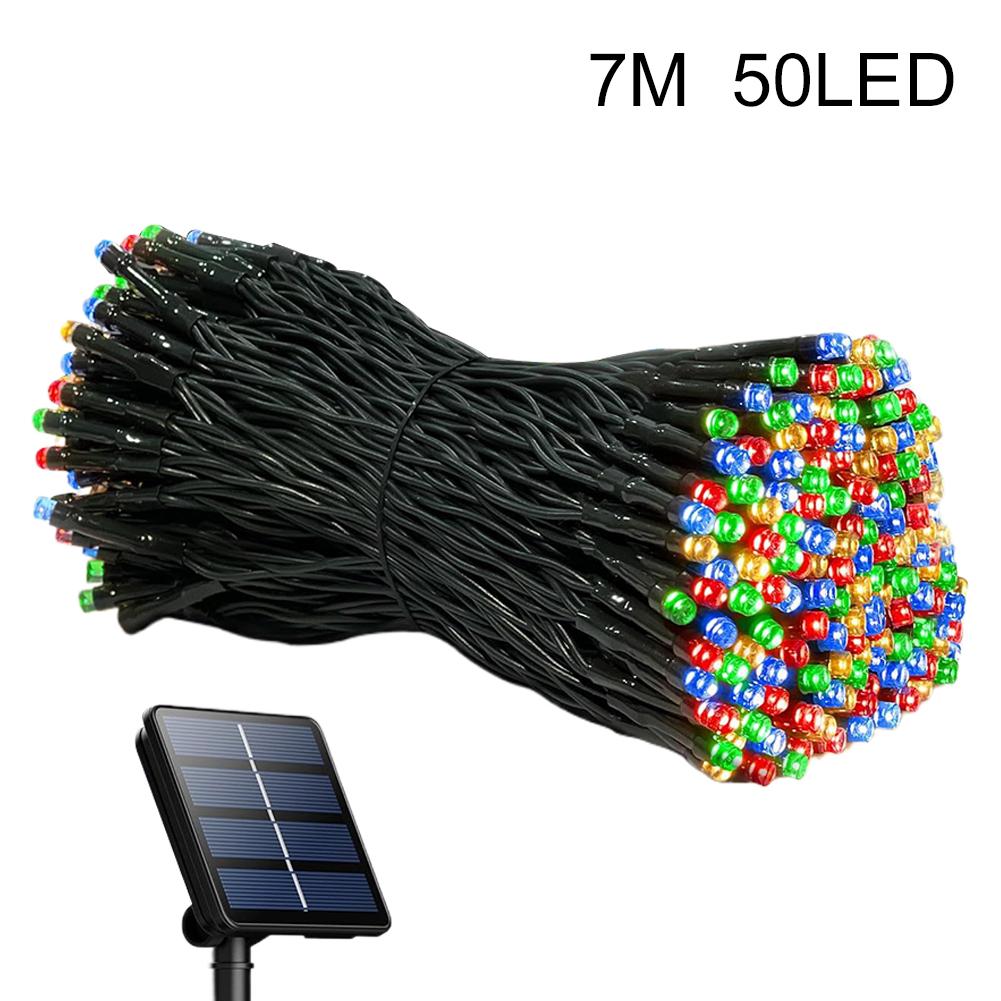 7M 50 Lights-8 Modes Solar LED Light String Outdoor Waterproof Starry Colored Light Christmas Festival Decoration Flashing Light