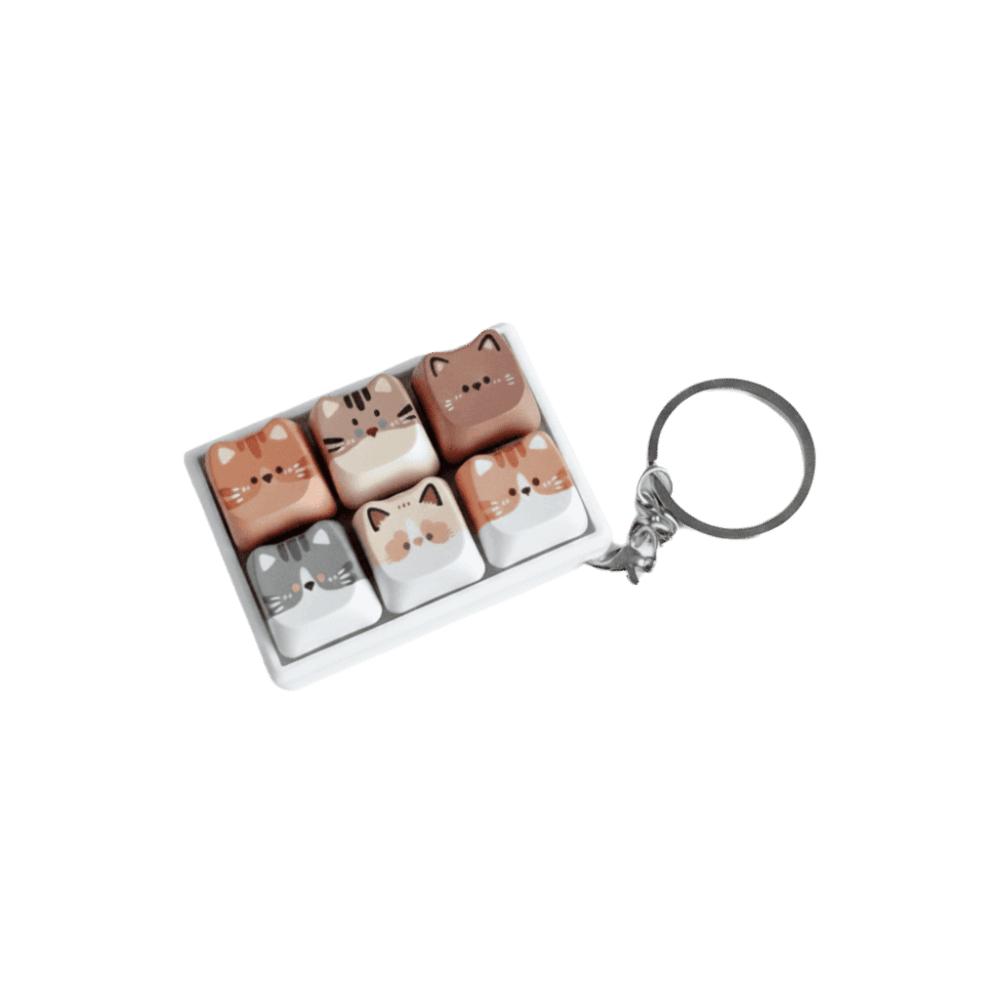 Finger-Tip Pressing Fidget Keychain Cat Fidget Toy Keyboard Fidget Toy Keycap Keychain  Gifts