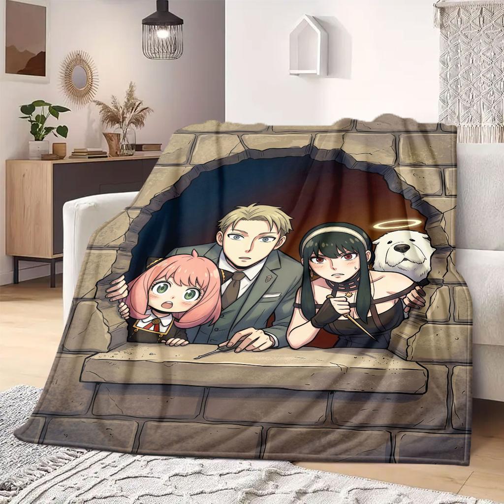 Spy x Family Anime Stil Flanelldecke, Lebendiger Druck für Bett und Stuhl, Warme Heimtextilie, Leicht für den Außenbereich_LIAN