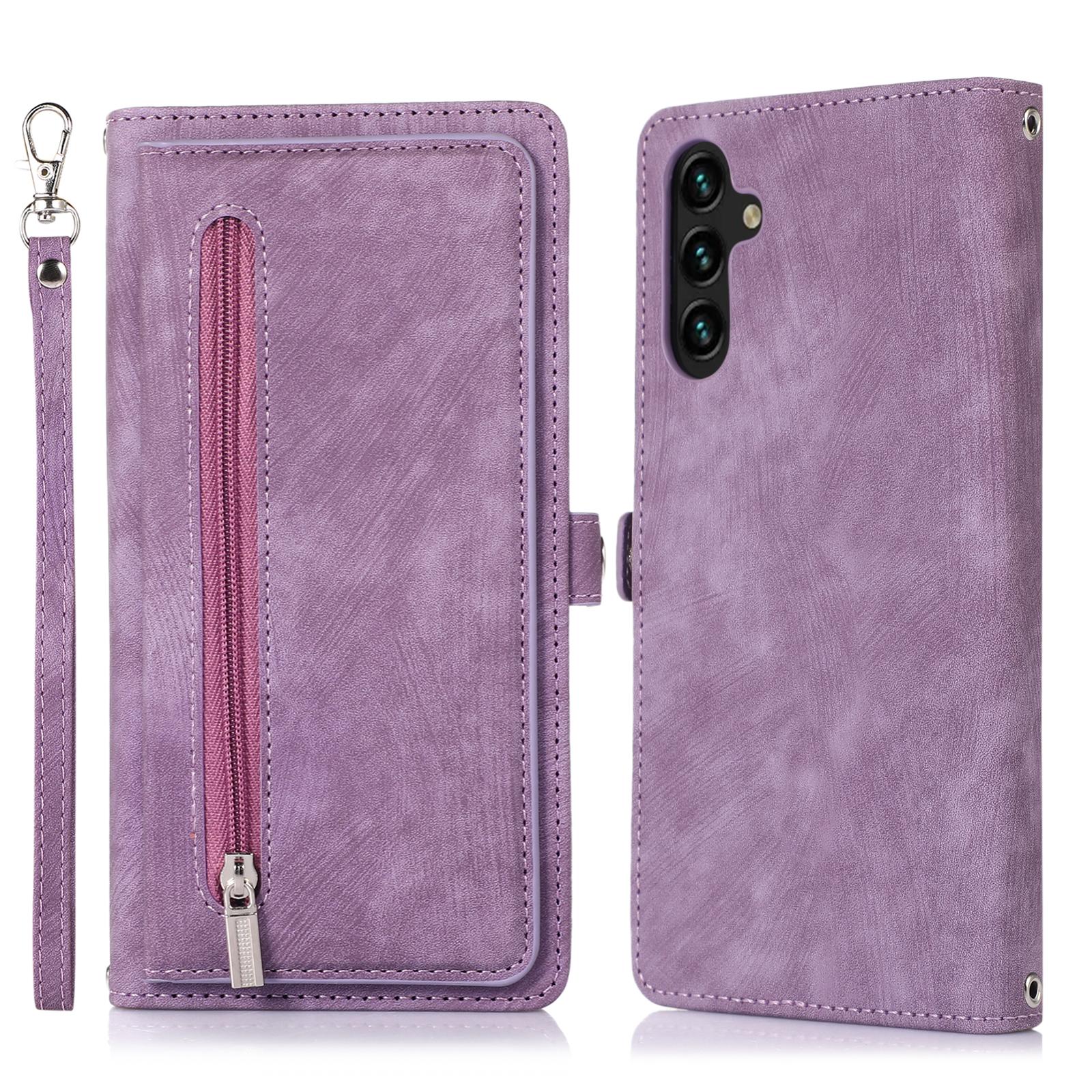 

Shockproof Case For Samsung Galaxy A15 5G Shell 9 Card Slots PU Leather Phone Cover Purple