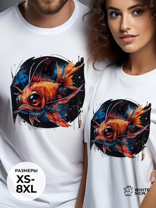 Oversized cotton T-shirt with Space Fish print S