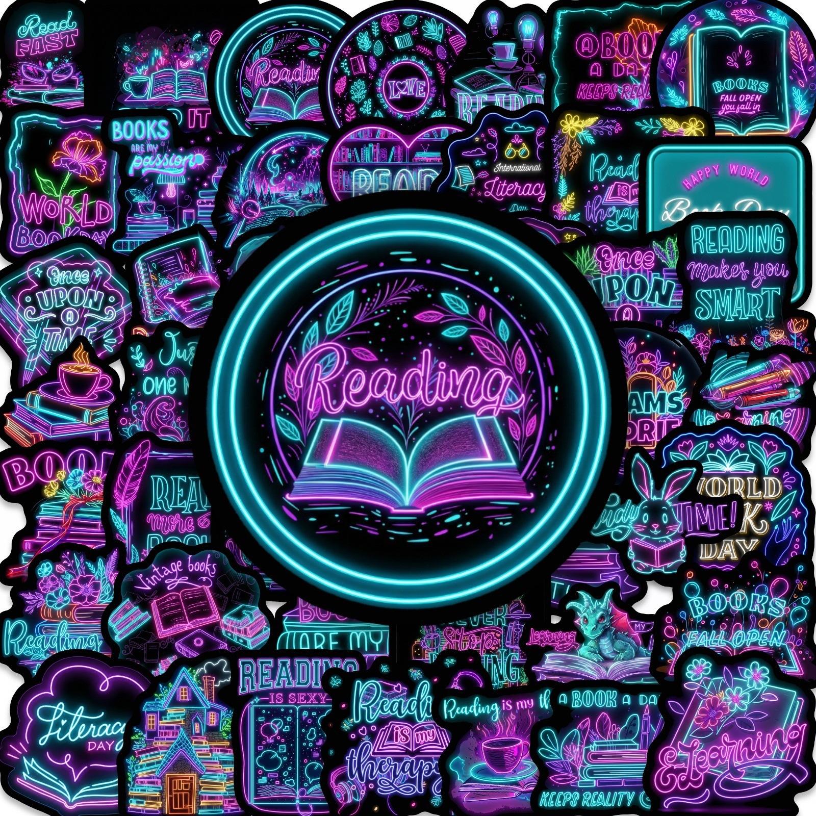 

Bookworm Exclusive Cyberwind Neon Book Stickers 50 Waterproof And Wear-Resistant Stickers E-Commerce