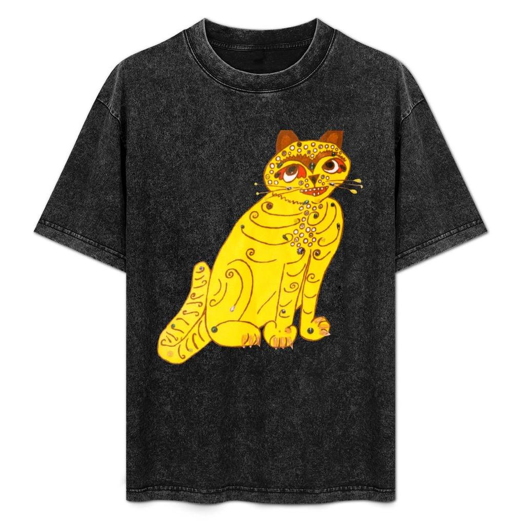 Abbas Yellow Cat Tshirt Work Outdoor Short Sleeve Tee