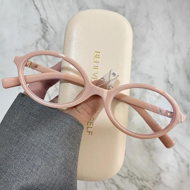 Fashion Ins Women Men's Optical Spectacle Glasses Vintage Small Oval Frame Eyeglasses Finished Ladies Computer Plain Eyewear