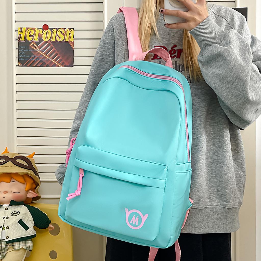 New contrasting colors cute cartoon backpack small fresh middle school students daily commuting light large capacity backpack