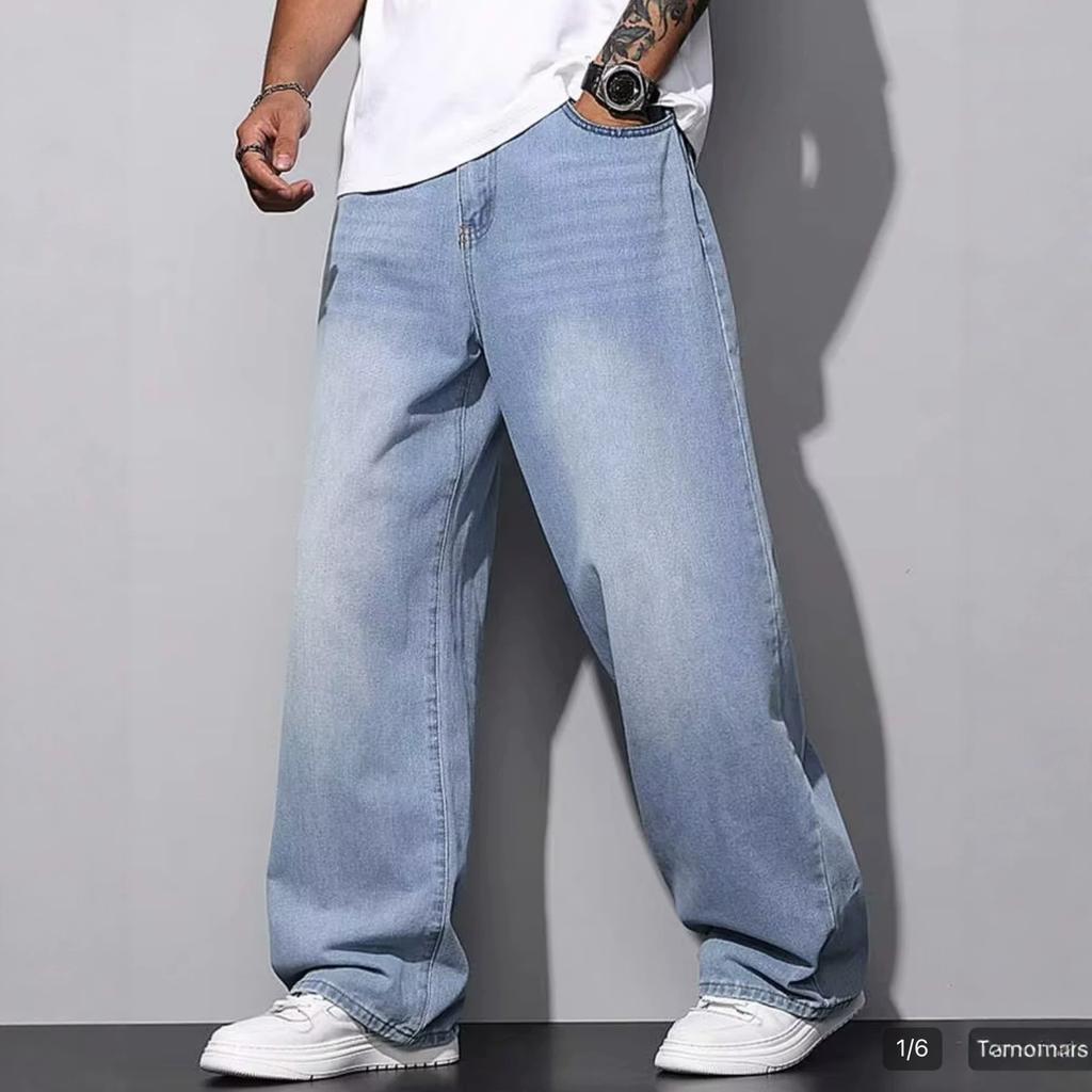American autumn new denim loose straight simple casual trousers trendy jeans