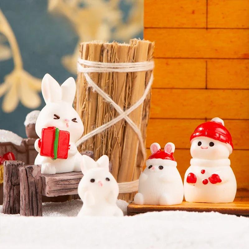 Christmas Figurines Dollhouse Ornament Home Decorations Fairy Garden Micro Landscape Deer Xmas Tree Santa Claus Snowman