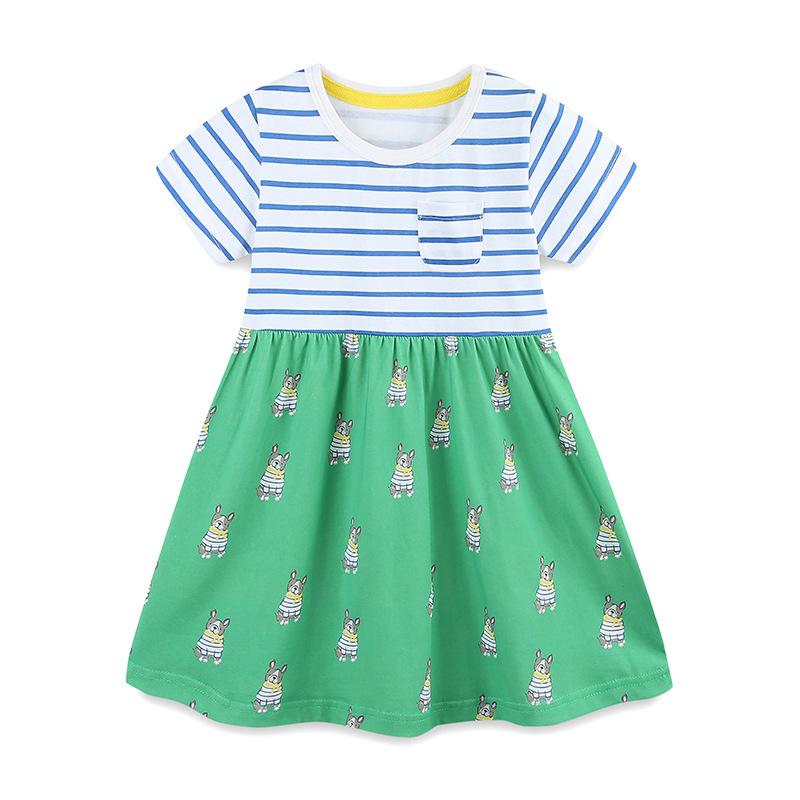 

Girls Knitted Cotton Round-Neck Short-Sleeved Dress Summer New Arrival Children s Dress 7Y(125cm)