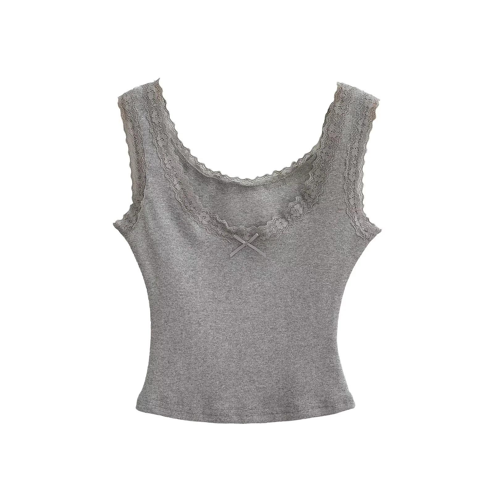 

2024 Summer Lace Trim Bow Sleeveless Slim Fit Camisole for Women