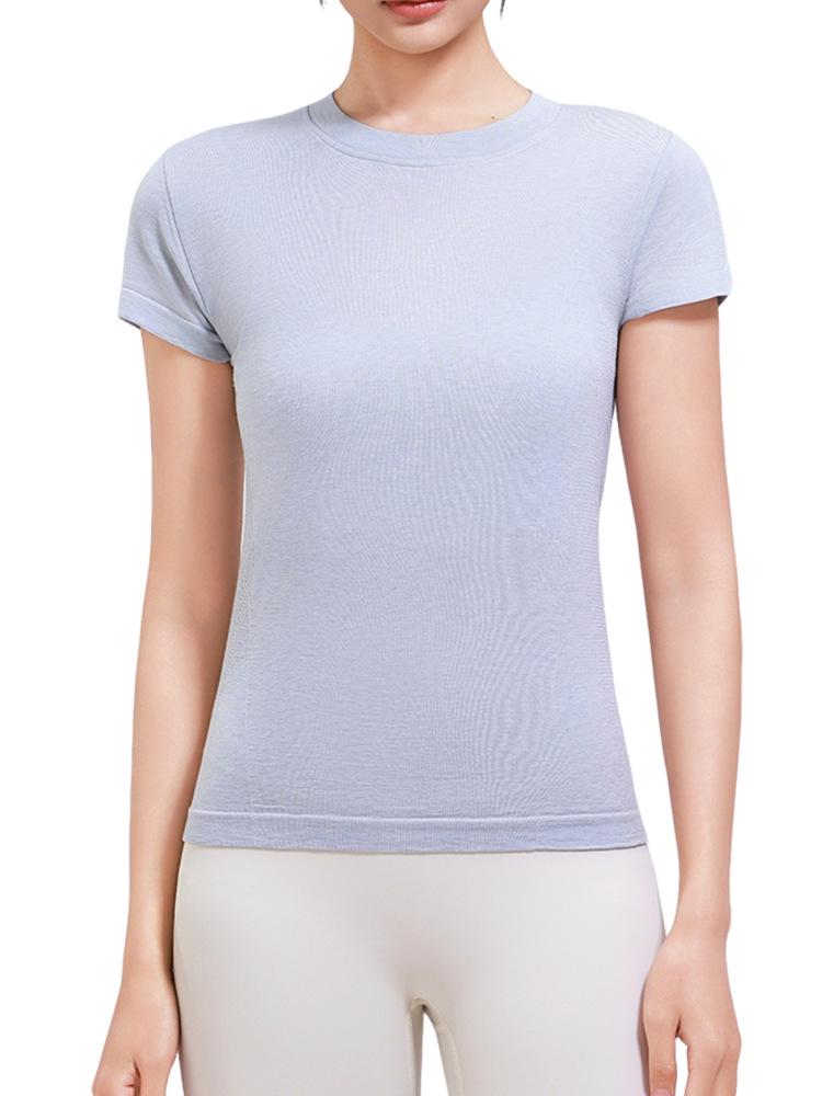 Damen Yoga T-Shirt aus Merinowolle - Schnelltrocknend, Hohe Elastizität, Figurschmeichelnd, Kurzarm