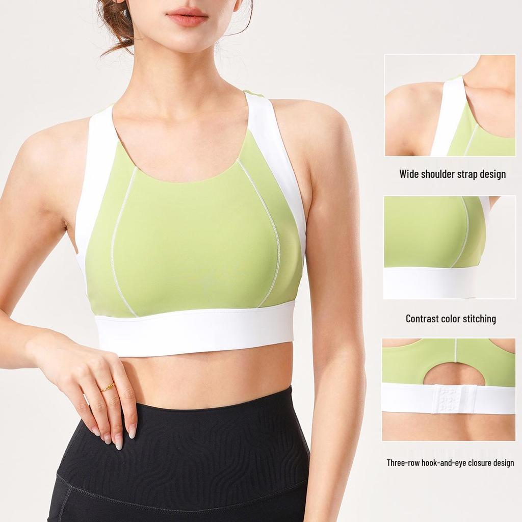 Autumn-Winter Colorblock Sports Bra: High-Intensity Support for Running & Yoga