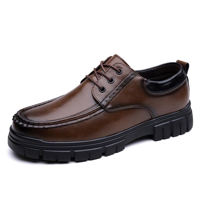 

Leather shoes men s 2024 autumn new leather business casual thick-soled soft-soled soft-faced lace-up non-slip and wear-resistant dad shoes 44