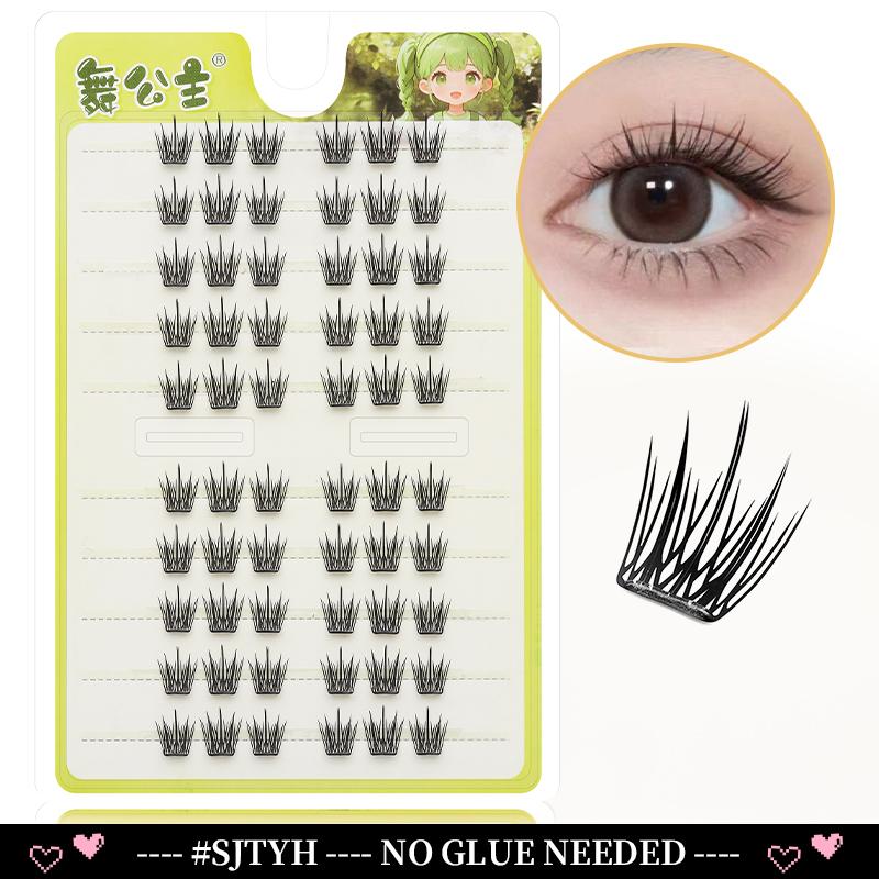 10 Rows Cluster Cat Eye No Glue Lashes Reusable Self Adhesive Glue Free Eyelash Natural Lash Manga Anime Lashes Cluster