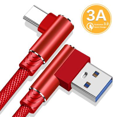 3a Usb Type C 90 Degree Usb C Cable For Xiaomi Mi 9t Redmi note9S 10PRO Oneplus OPPO Samsung Galaxy S22 S21 S20 NOTE20 Usb-c Fast Charging Data Cable