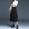 Elastic Waist Chiffon 7/10 Pants in Black - Summer Wide Leg Stylish High-Waist Loose Fit Slimming Casual Trousers for Women