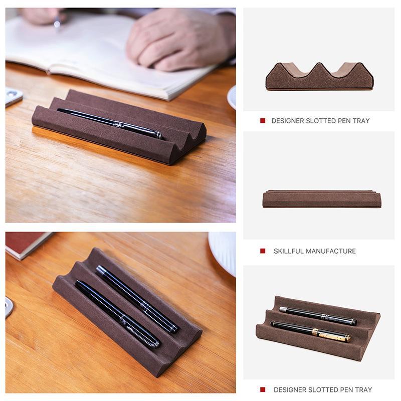 Handmade Microfiber Velvet Leather Desk Brush Rack Organizer CONTACT'S FAMILY Square Pencil Display Stand Pen Holder Custom Logo
