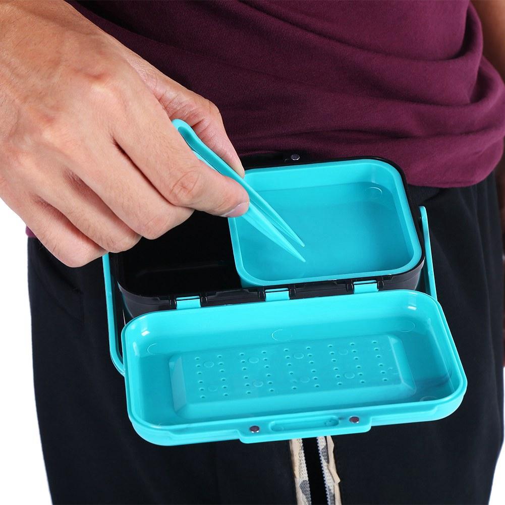 Portable Durable Plastic Fishing Bait Holder Box Worm Earthworm Lure Storage Case with Clip
