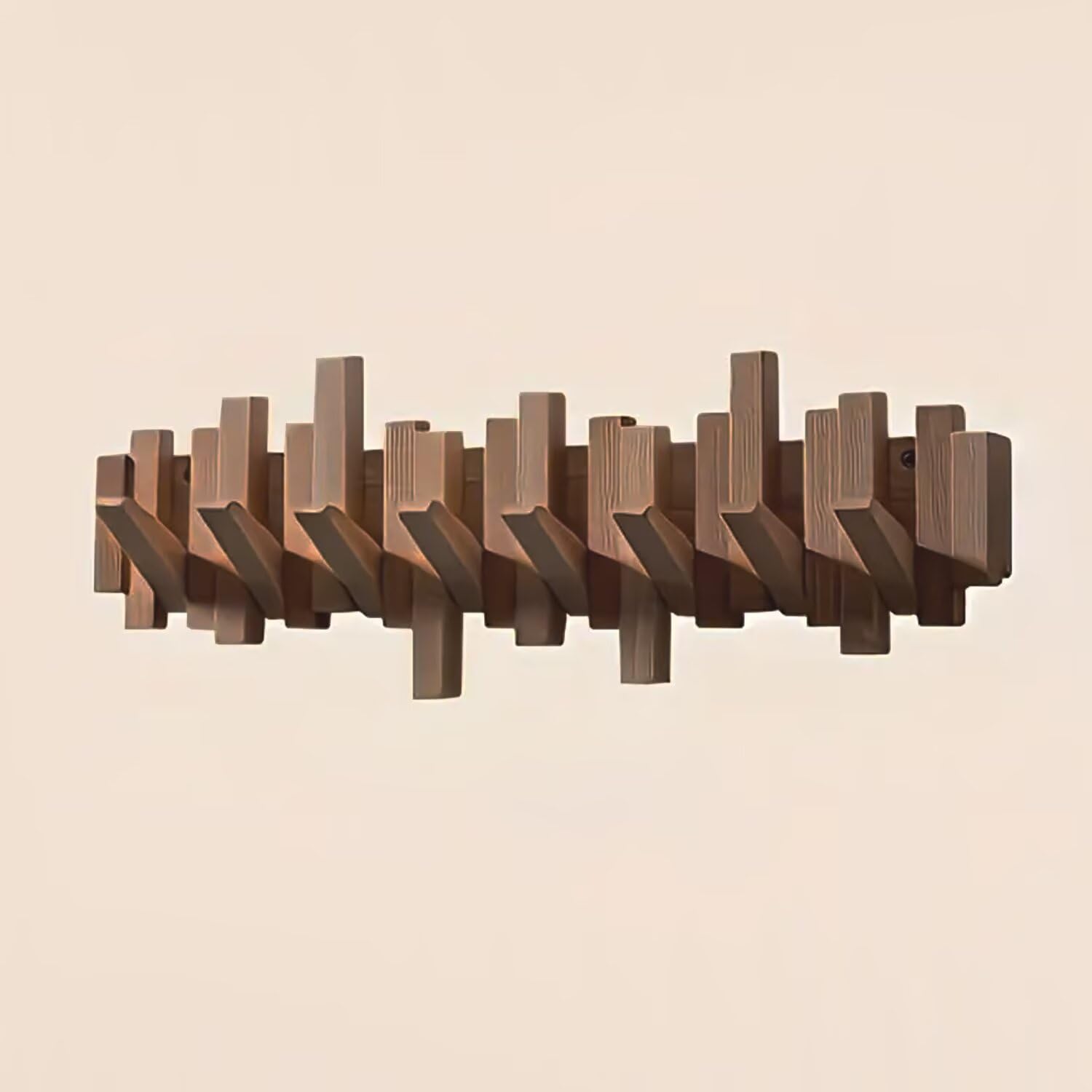 Настенный вешалка из массива дерева Щегол 2882033см Многокрючковое хранение Экономия места Не требует сверления Грузоподъемность 25 кг 8 крючков коричневый 8290₽