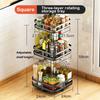 Rotation Condiment Rack Multifunctional Carbon Steel Flavour Storage Tray Round Seasonings Spice Organizer for Kitchen