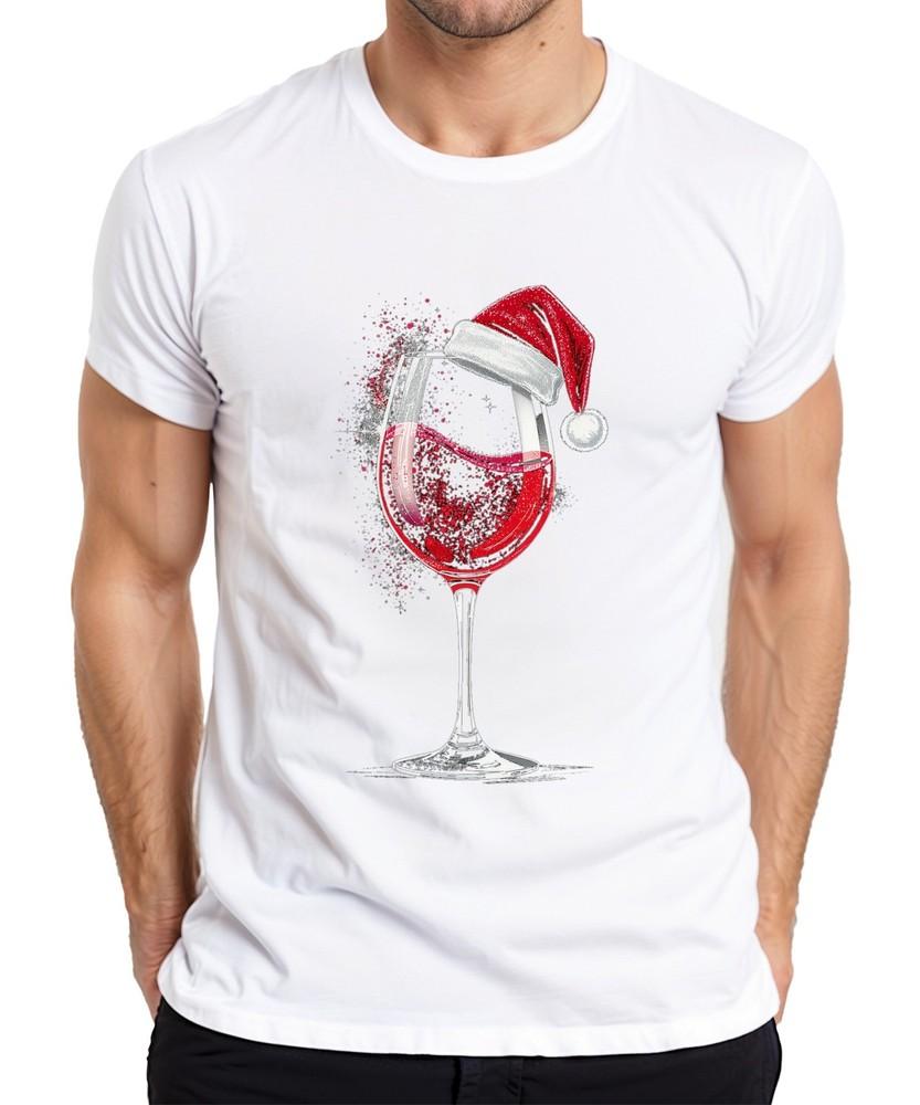 Wine Glass Santa Hat Red Wine Xmas Gift Wine Party Unisexs TShirt