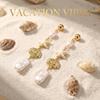 Bohemia Metal Starfish Shell Tassel Drop Earrings for Women Exquisite Imitation Pearl Seashells Earring Summer Party Jewelry