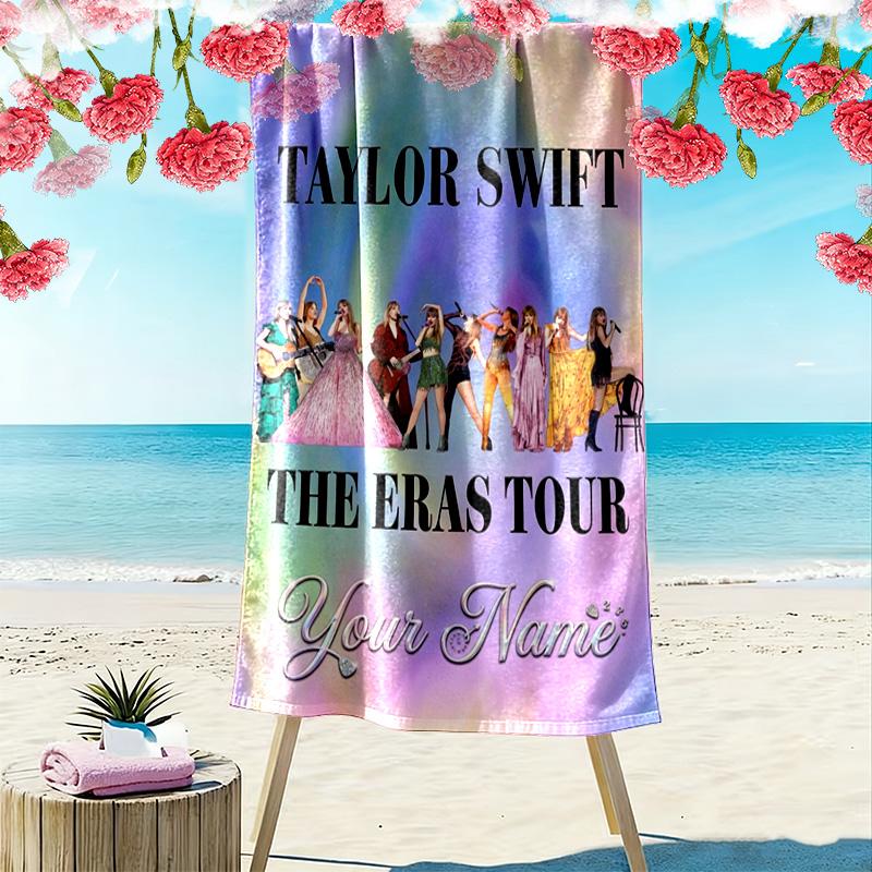 Name Custom Swift Print Beach Towel, Large Soft Quick Dry Towel for Beach Camping Swimming