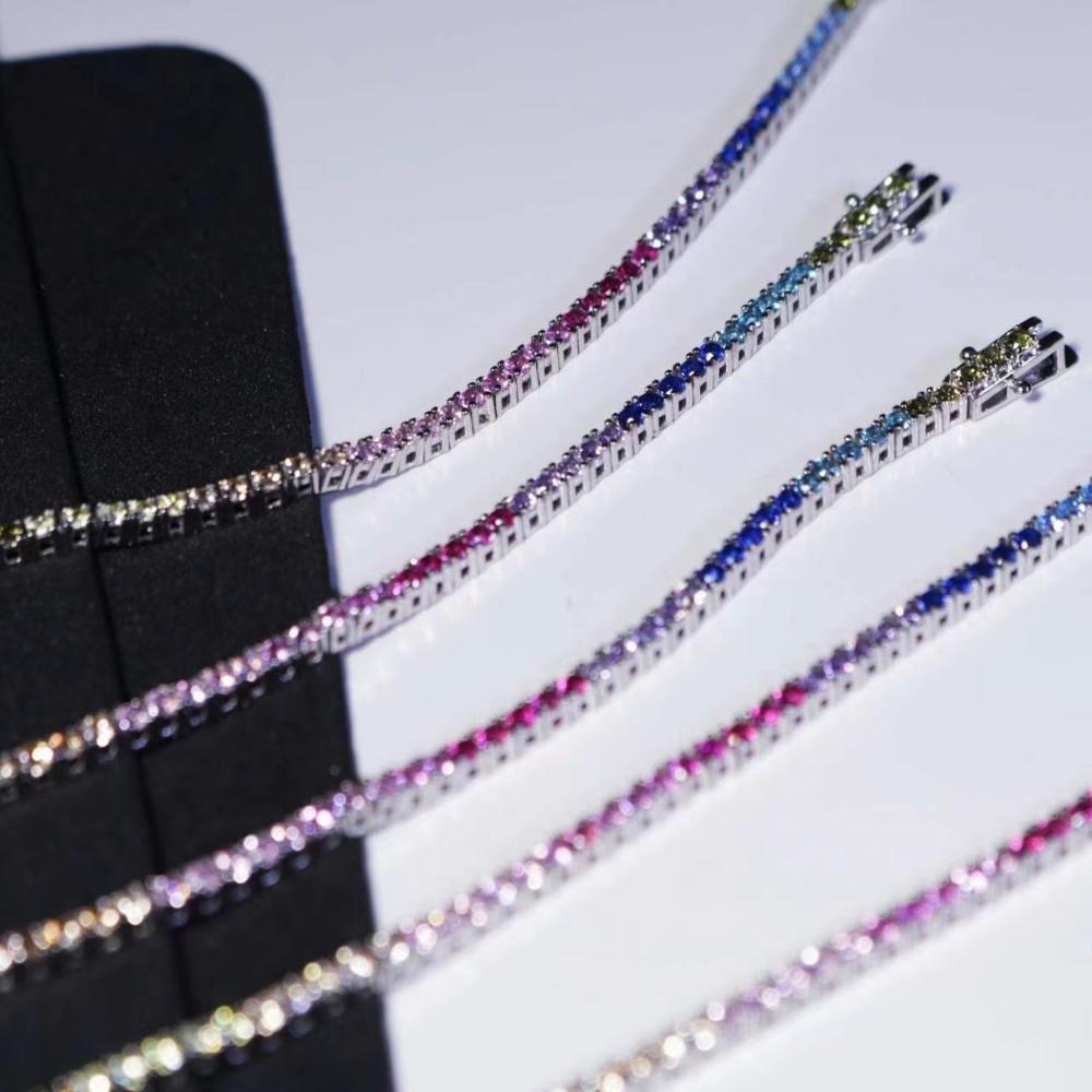 18CM Vícebarevný Stříbrný Náramek Tennisový Náramek 3 MM Barevné Zirkonové Náramky