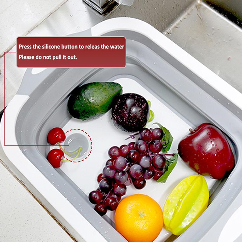 New Folding Cutting Board Dish Basket Multifunction Collapsible Chopping Board Fruit Vegetable Basket