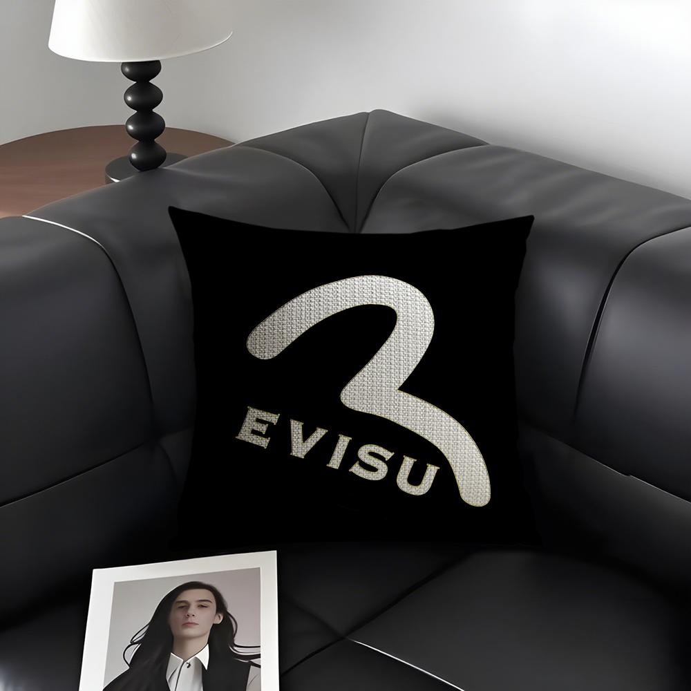 

EEVISU Logo Cushion Cover Natural Linen Organic Fabric DoubleSided Printing Sofa Home Decor Gift Pillow Case 30x30cm