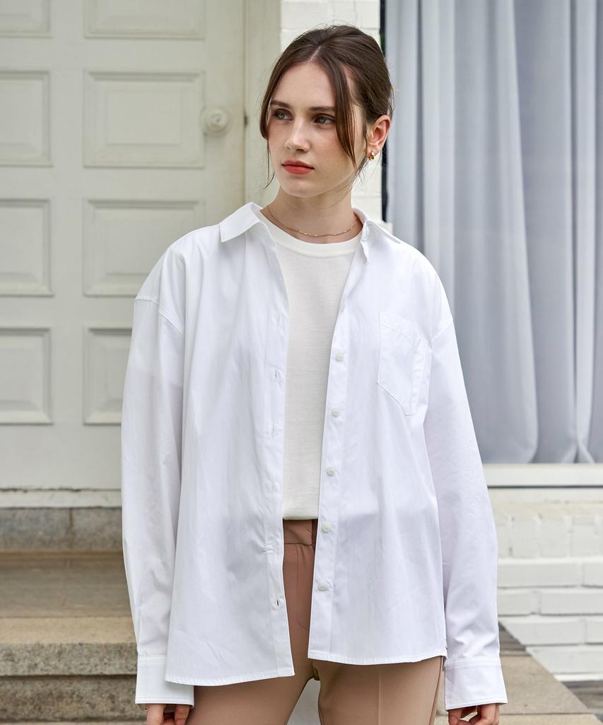 LAMARO Elle Oversized Classic Shirt (White)