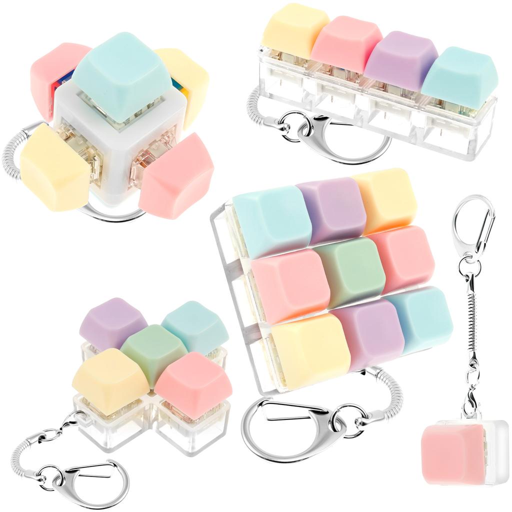 5pcs Keyboard Keychain Fidget Toy Fidget Clicker Decompression Toys Button Stress Relief Gifts for Adult to Relief Stress