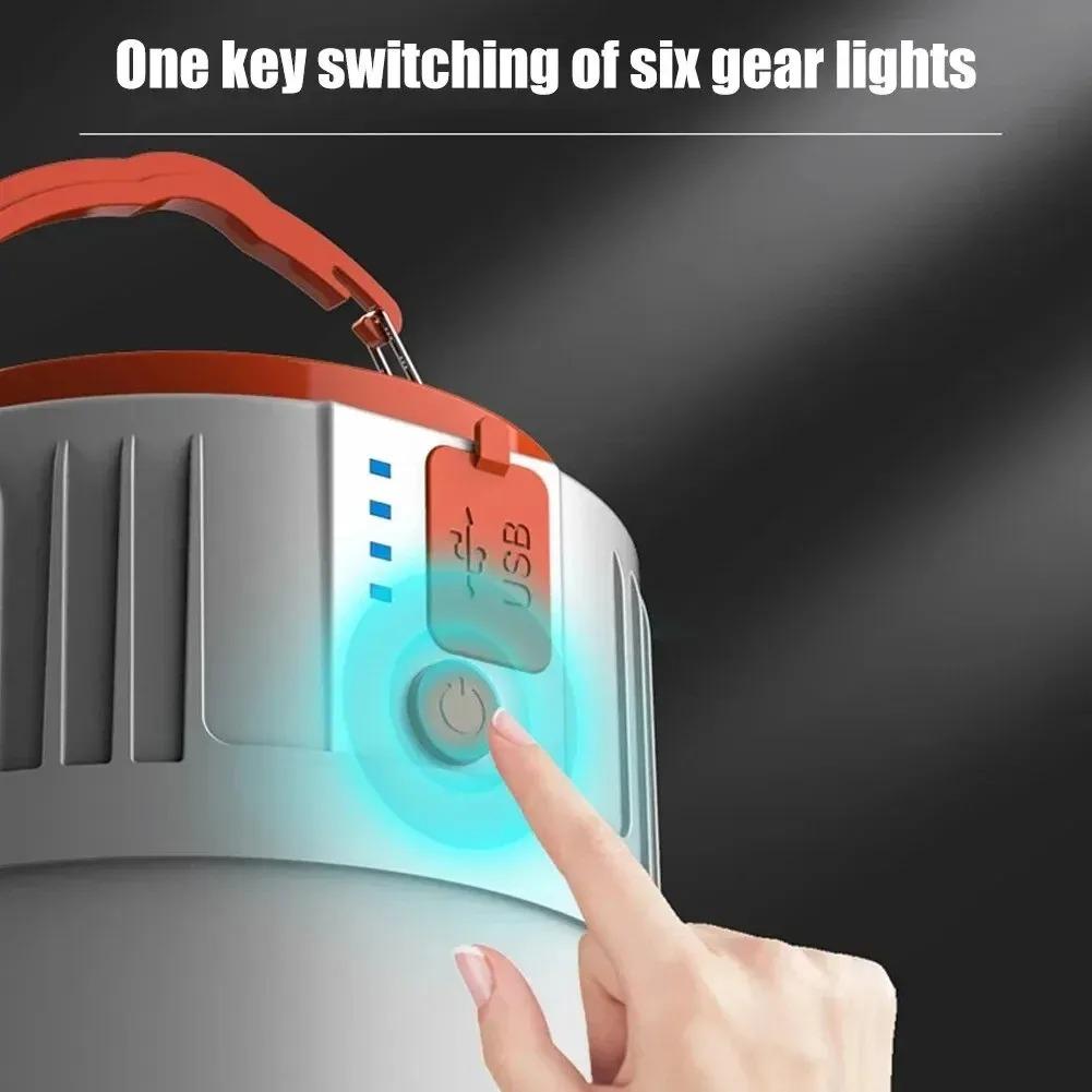 Solar Light Bulb Camping Emergency Light USB Rechargeable Portable Outdoor with 5 Modes for Tent Hiking Power Emergency Outage