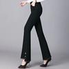 Fashion Simple Commuting Flared Pants Black Casual Women Spring Autumn Slim Elastic High Waiste Pocket Office Lady Trousers 2023