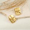 Gold Bow Stainless Steel Geometric Earrings - European & American Style, Personalized Niche Design, Gold Plated.