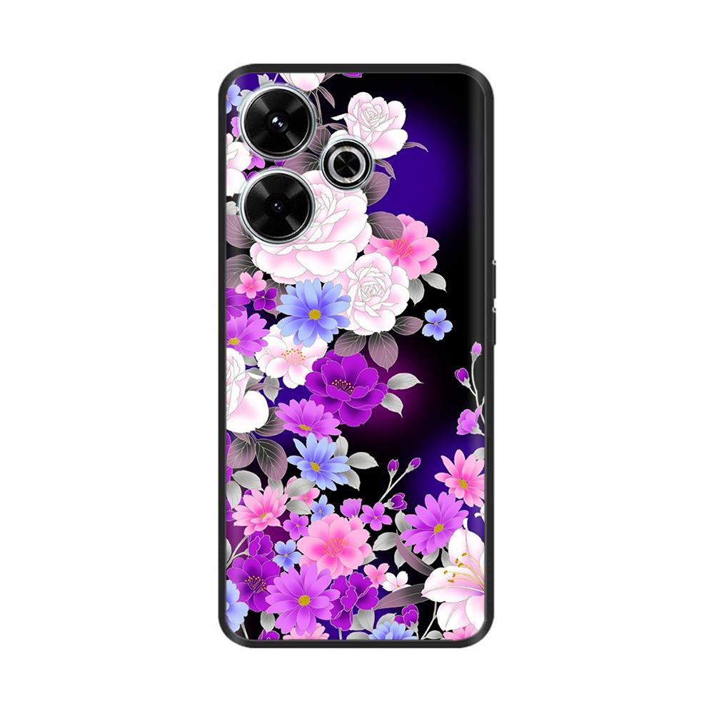 For Xiaomi Redmi 13 Case Cute Flower Cat Painted Soft Silicone TPU Back Cover For Redmi 13 4G redmi13 2024 Phone Cases Shells