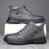 Men's High-Top Leather Snow Boots: Warm, Non-Slip, Wear-Resistant Martin Style for Fashionable Winter Wear.