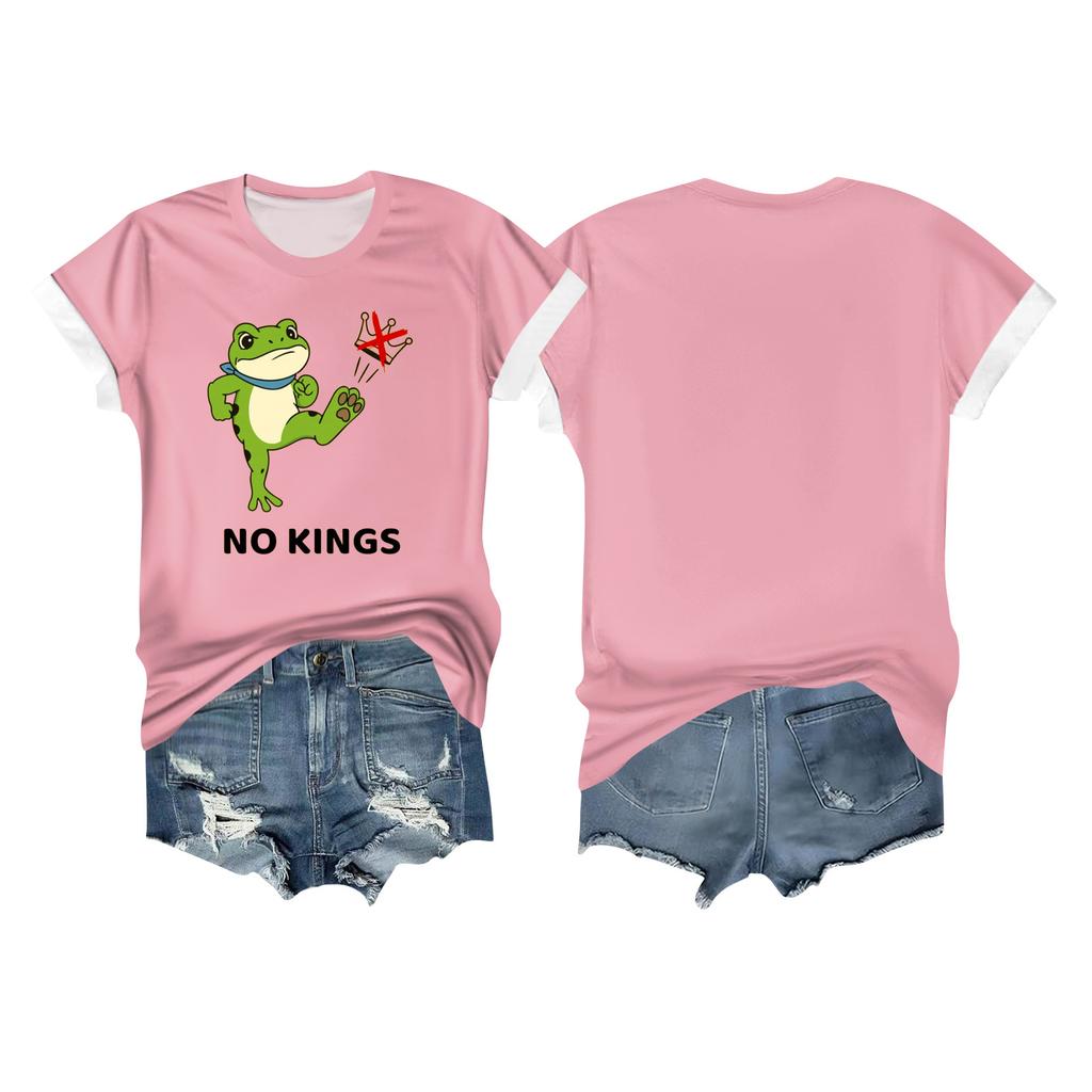 Women's Casual Printed T-shirt Round Neck Pullover Short-sleeved Top