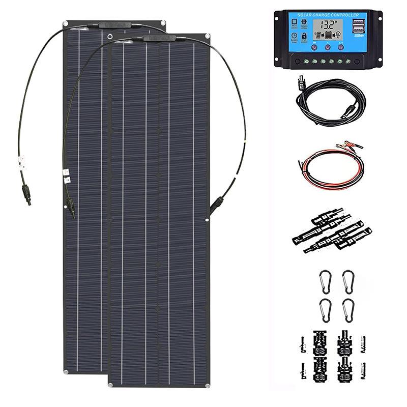 100W Flexible Solar Panel & Controller Kit - 2pcs Photovoltaic System Set