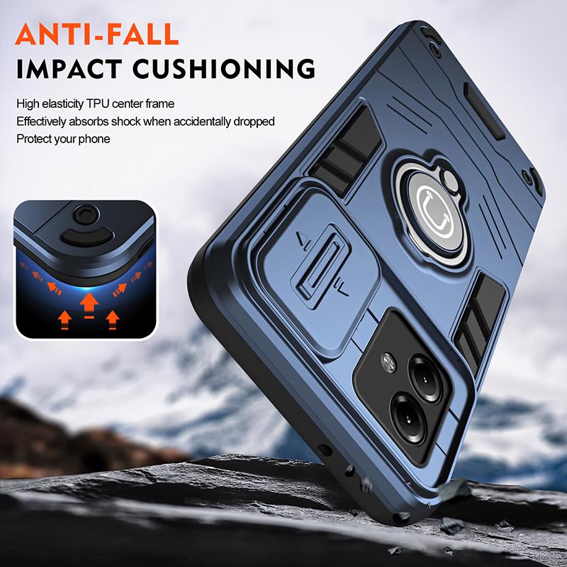 Moto G13 G14 G15 Shockproof Armor Funda For Motorola Moto G15 Power Slide Lens Protect Case Magnet Charge Men's Phone Cover Capa