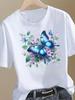 (Asian Size) Sweet Flower Style 90s Clothing Top Short Sleeve Graphic T-shirts Print Female T Shirt Woman Women Fashion Tee