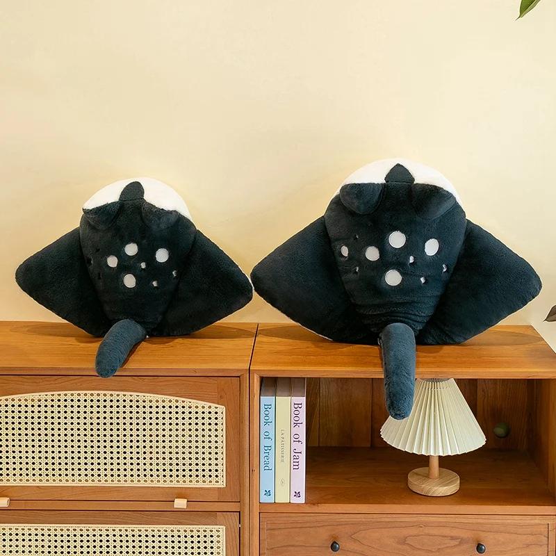 Creative Manta Ray Fish Cat Plush Doll Toys Soft Stuffed Throw Pillow Sofa Cushion Fluffly Kitten Children Bithday Gifts