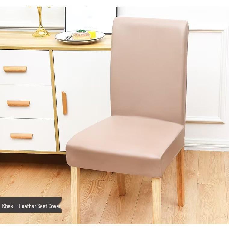 Waterproof Leather Dining Chair Cover - Stain-Proof, Elastic, Universal Fit, Low Back Cushion Cover for Home and Restaurant Use.