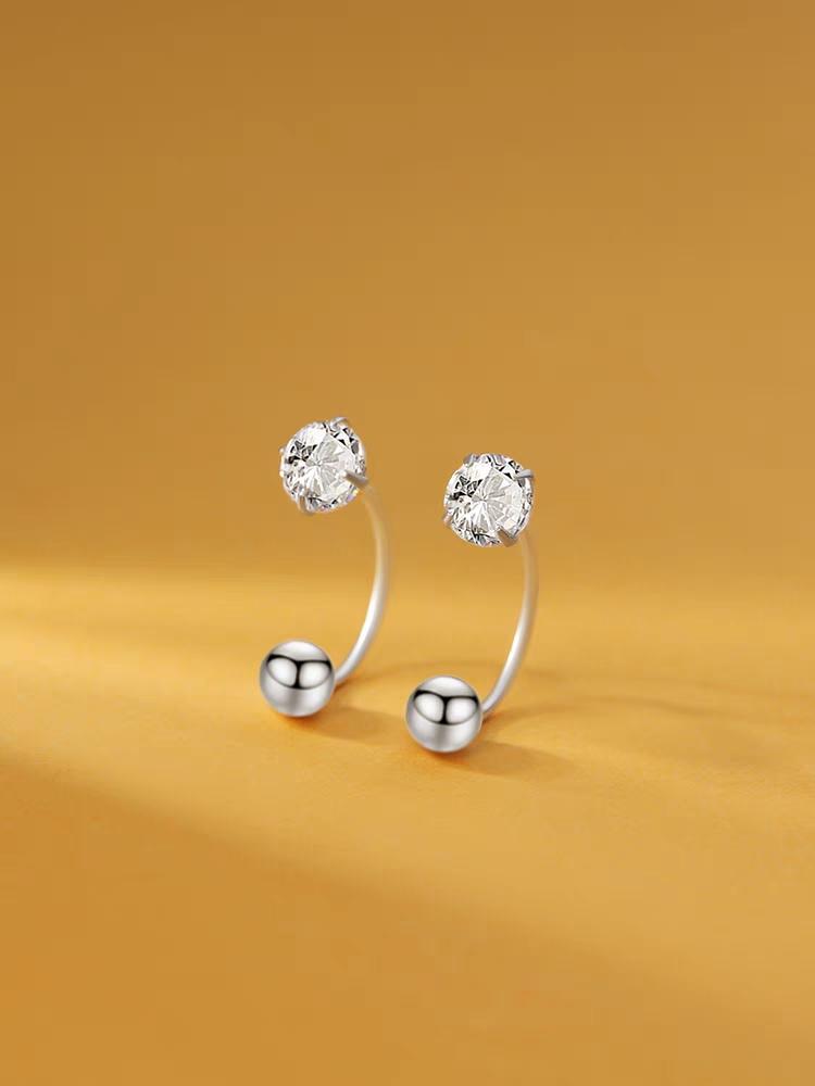 1Pair  Sterling  tragus Piercing Helix Studs Earrings for Women Girls Zircon Hoop Nose Ring Conch Body Piercing Jewelry