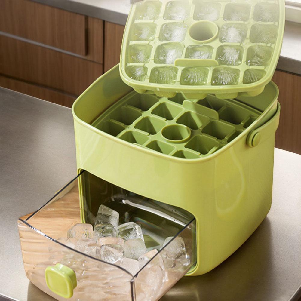 Ice Cubes Tray with Lid and Bin Ice Tray Easy Release Ice Maker for Drinks Whiskey Beer Cocktail Coffee