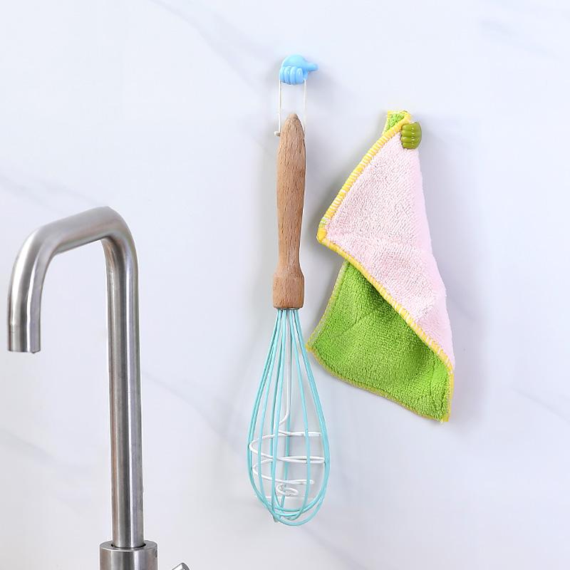 1PC Adhesive Storage Organizer Rack Sticky Hook Thumbs Up Shape Punch-Free Wall Hook Clip Holder
