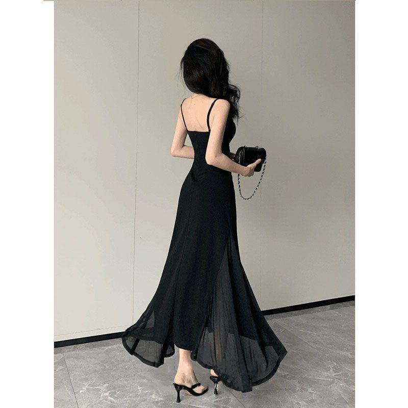 Chinese Kendall Style Waist-Slimming French Tulle Summer 2025 Long Dress