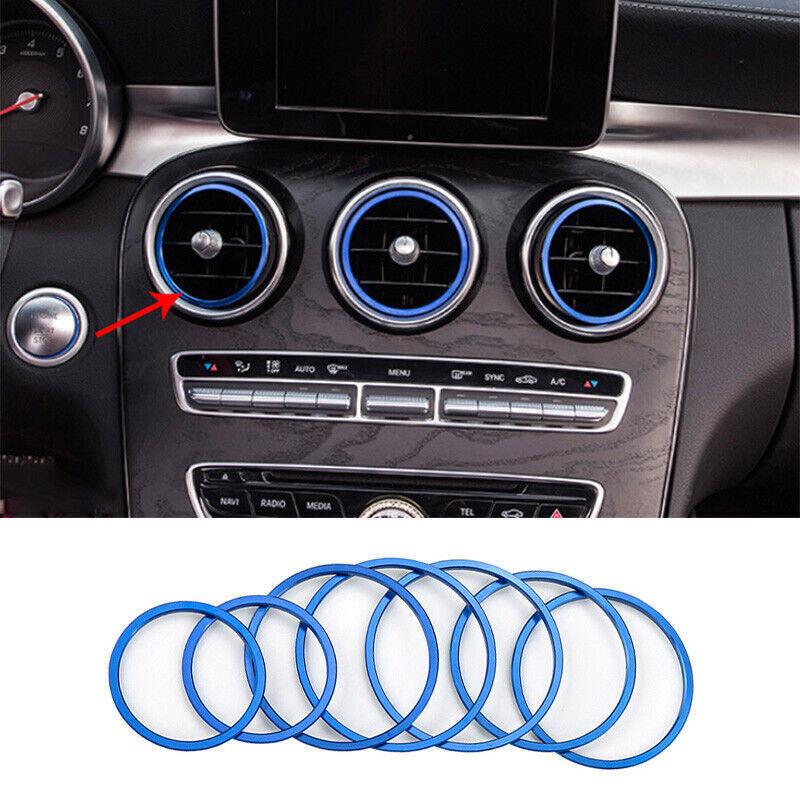 For Mercedes-Benz GLC 16-21 Aluminum Blue Console Air Outlet Vent Ring Decor 7X
