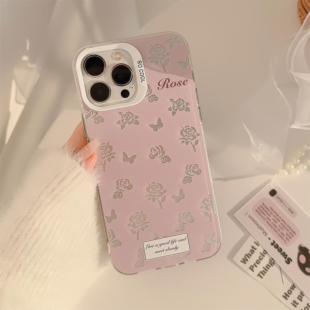 Super Fairy Ins Pink Rose iPhone 16 Case Suitable for 17 Pro Max, 12, Apple 13, Laser 11, Anti-drop