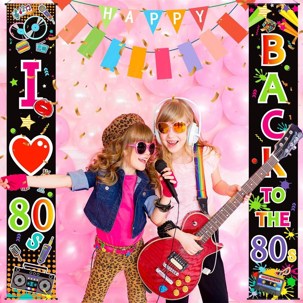 Blulu 70s 80s Party Decoration 90s 80s Banner I Love 1980s Backdrops Back to The 1980s 1970s Hanging Porch Signs for Wall Door Decor Hip Hop Rock